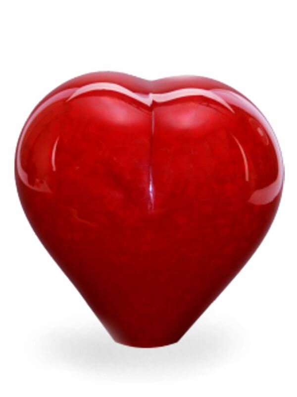 U35BHOR glazen urn hart rood